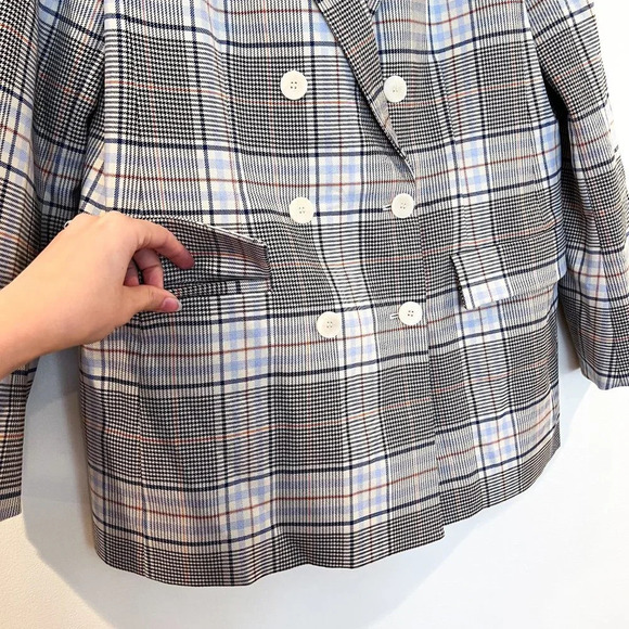 Maje Gray Plaid Academia Preppy Designer Classic Collared Blazer 42 NWT - Picture 3 of 10